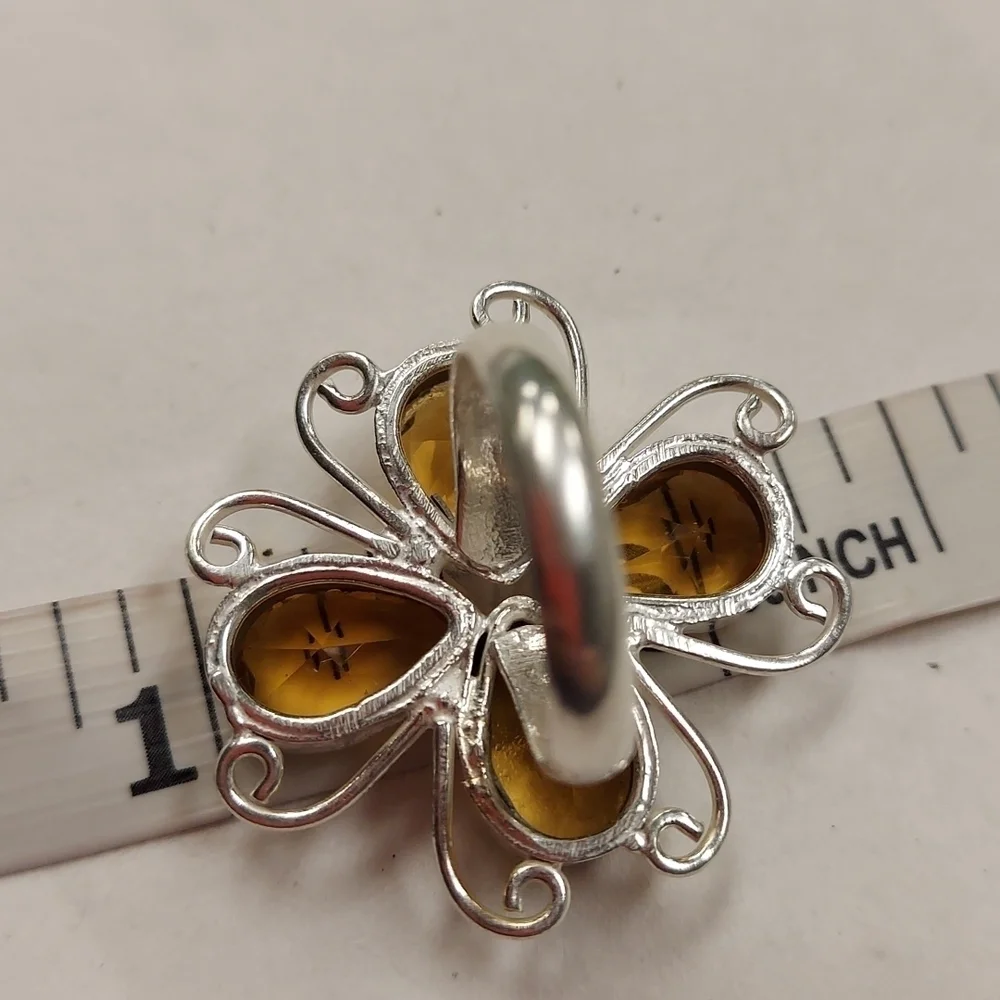GOLDEN Topaz Sterling Silver Ring Size 6.75